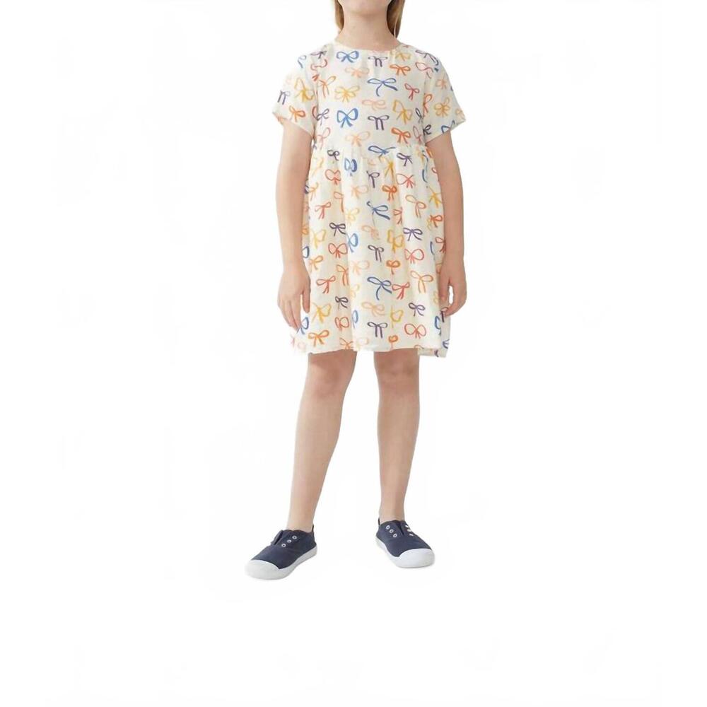 NEW COMPANIA FANTASTICA girl's bow print short dress in multi